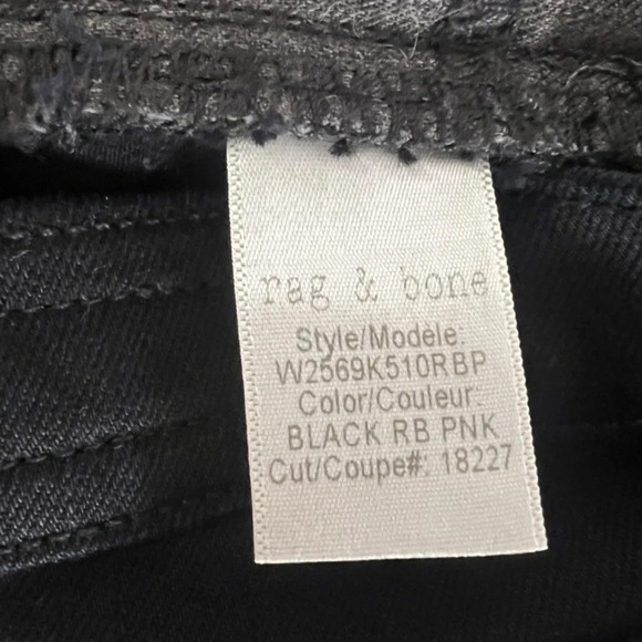Rag & Bone High Rise Cigarette Ankle Jeans Black with Pink Logo Stripe Size 30 - Picture 9 of 10
